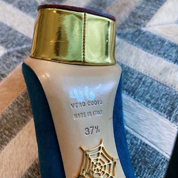 Charlotte Olympia Teal Suede ‘Dolly’ Platform - Picture 8 of 9